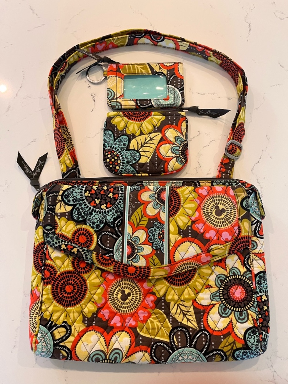 Vera Bradley Disney Perfect Petals Flower Power Crossbody Bag Purse Wallet Pouch